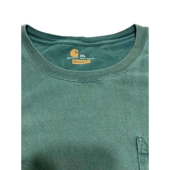 Carhartt Original Fit 2XL Short Sleeve Distressed Faded Green Heavyweight Tee - Picture 2 of 7